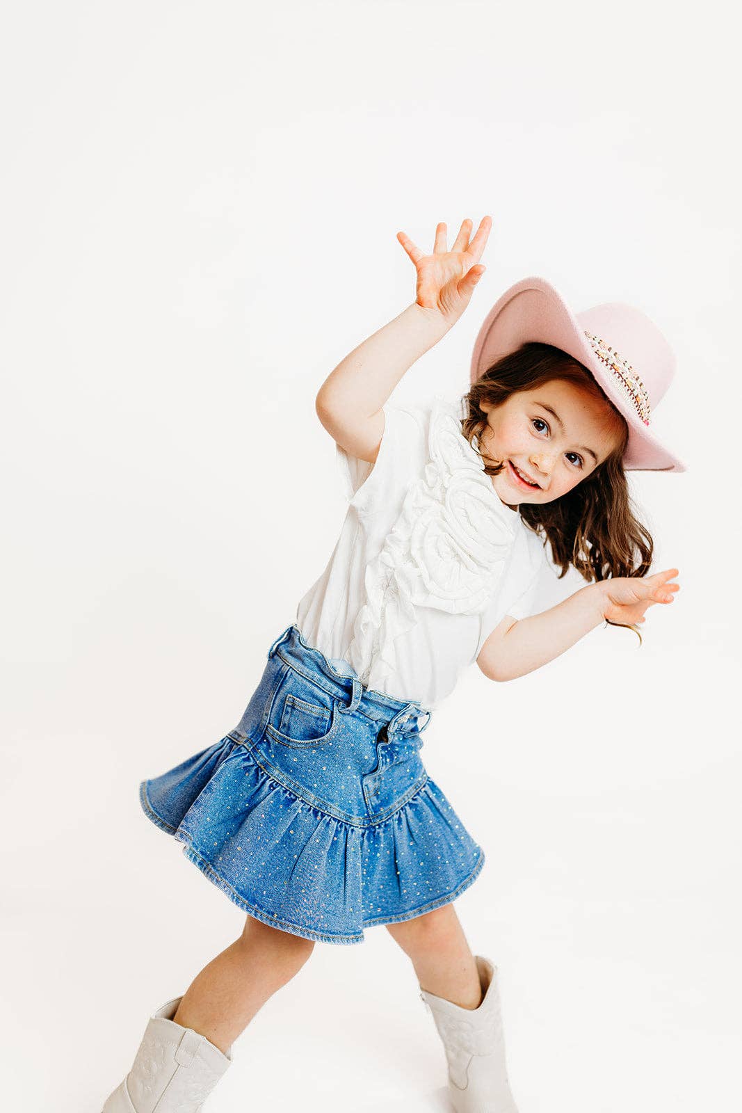 White Flower Ruffle Top