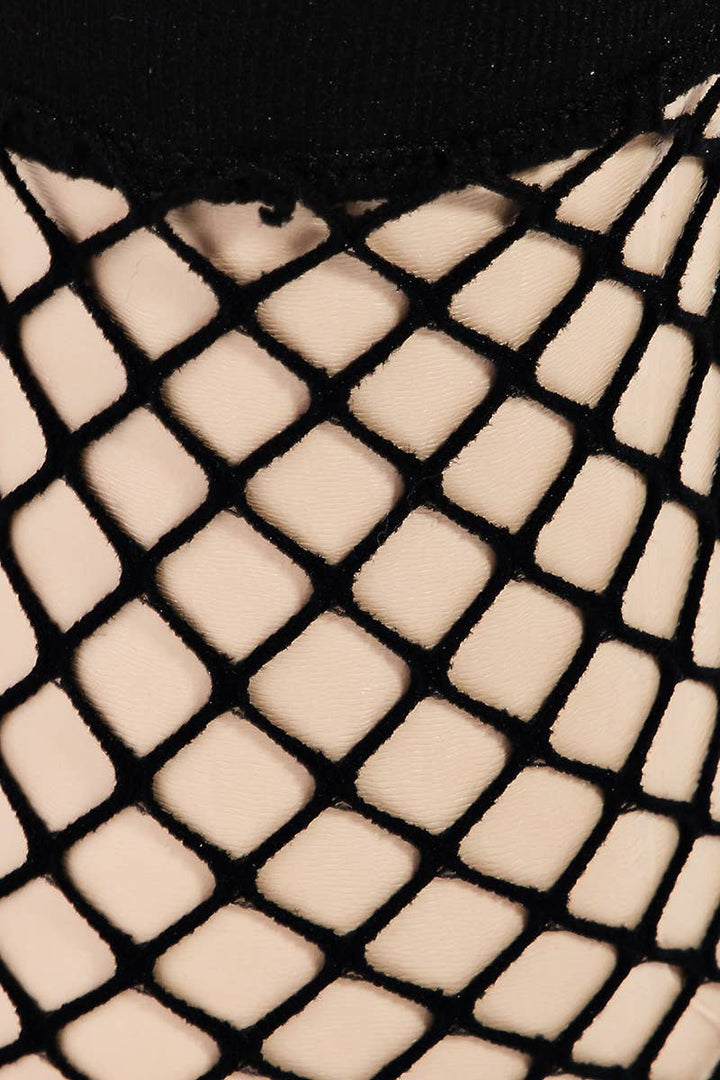 Black Fishnet Ankle Socks: BK