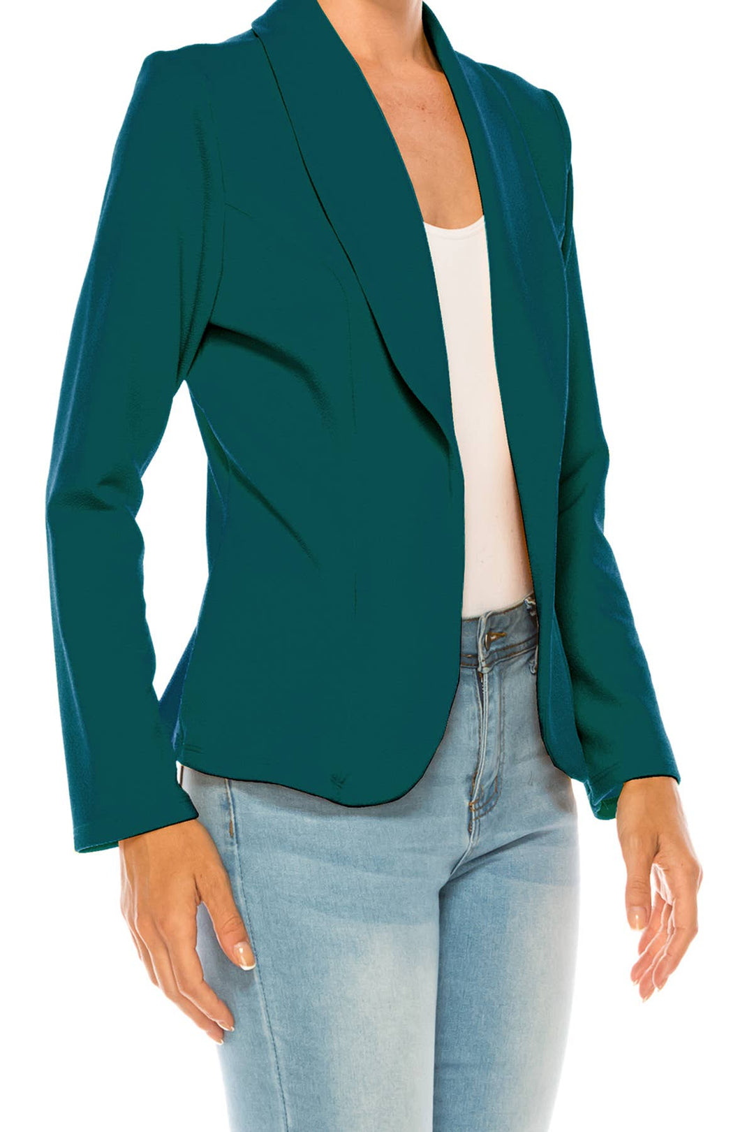 Women's Casual Office Work Long Sleeve Open Front Blazer: White / Small
