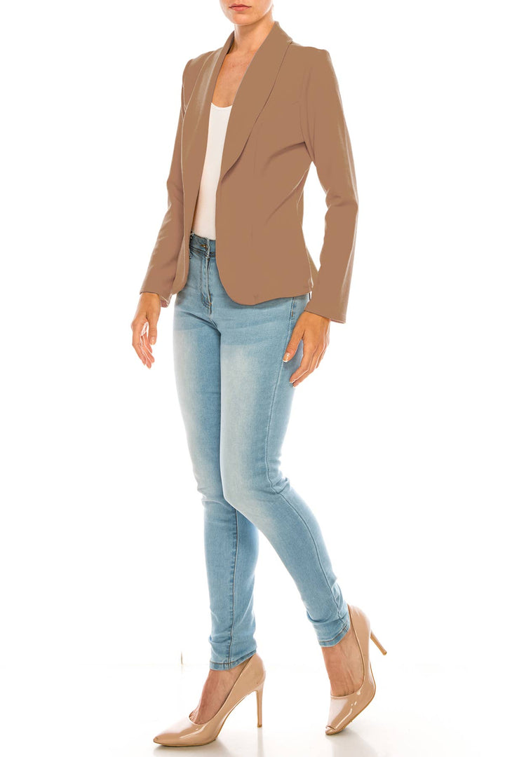 Women's Casual Office Work Long Sleeve Open Front Blazer: White / Small
