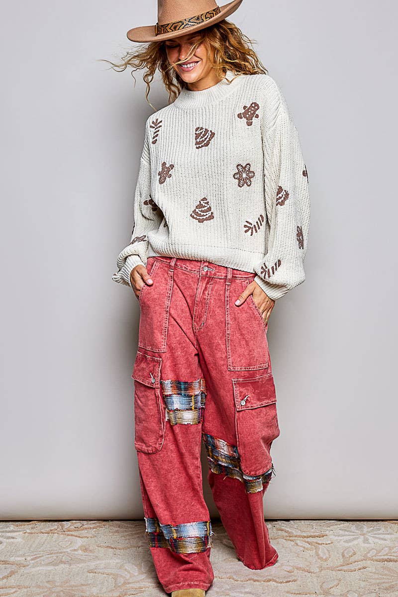 Christmas-Inspired Cozy Chenille Sweater Cropped Fit Top