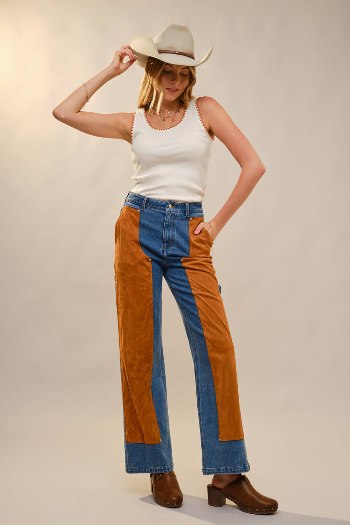 Round Neck Embroidery Stitched Rib Tank