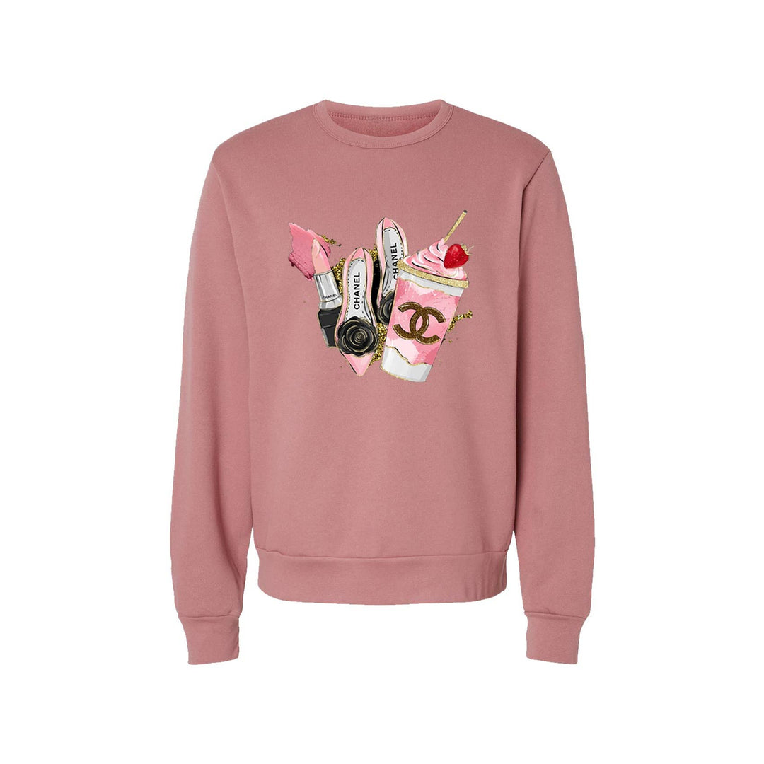 HUC-L4643 FASHION SHOSE GRAPHIC SWEATSHIRT: BLACK / L