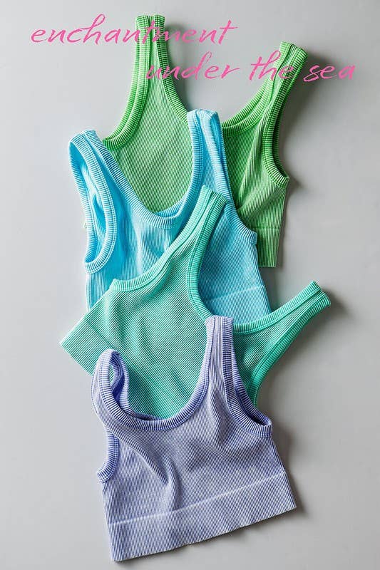 Mineral Wash Ribbed Scoop Neck Crop Tank Top: HAZEL / S-2/M-2/L-2