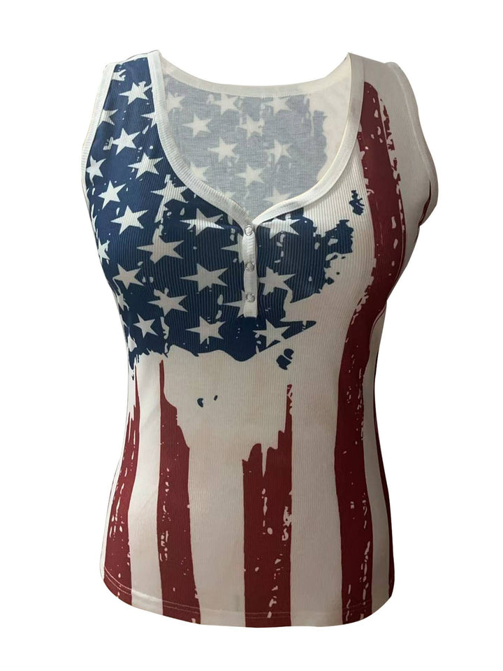 Casual American Flag Print Tank Top