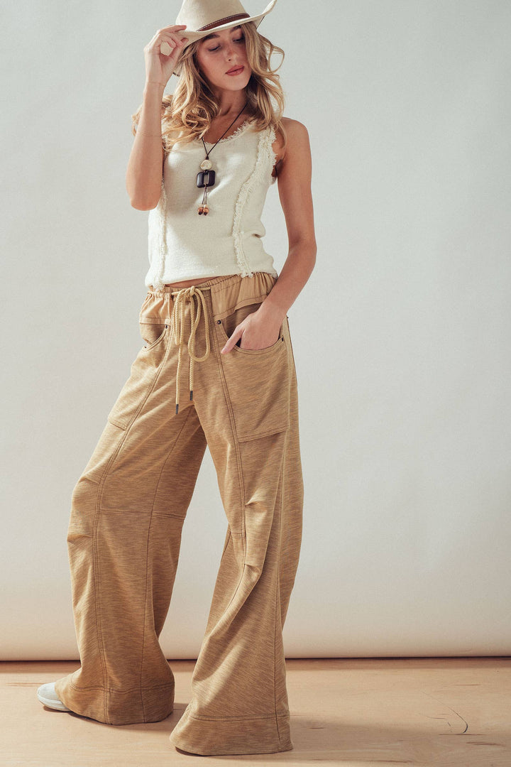 Frayed Trim Textured Knit Sleeveless Top: IVORY