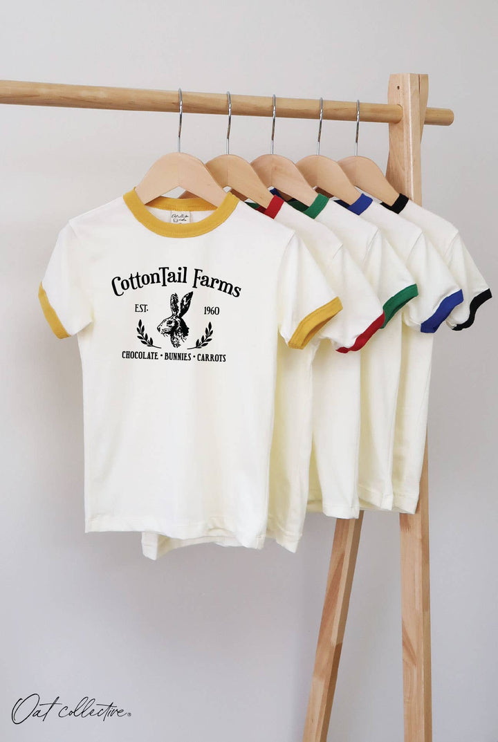 COTTONTAIL FARMS Toddler Unisex Ringer Top : NATURAL/MUSTARD