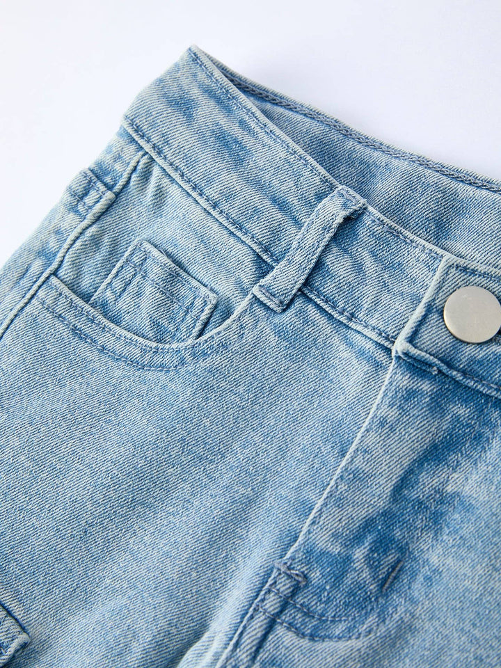 Wide-Leg Denim Pants With Pockets