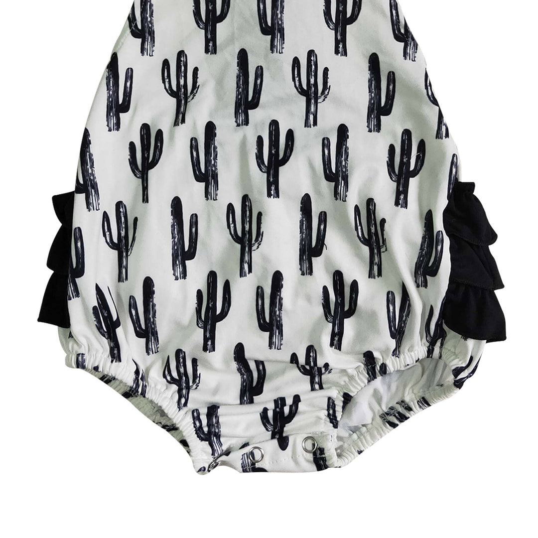 Baby girls summer cactus ruffle bubble rompers