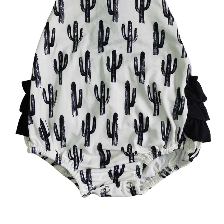 Baby girls summer cactus ruffle bubble rompers