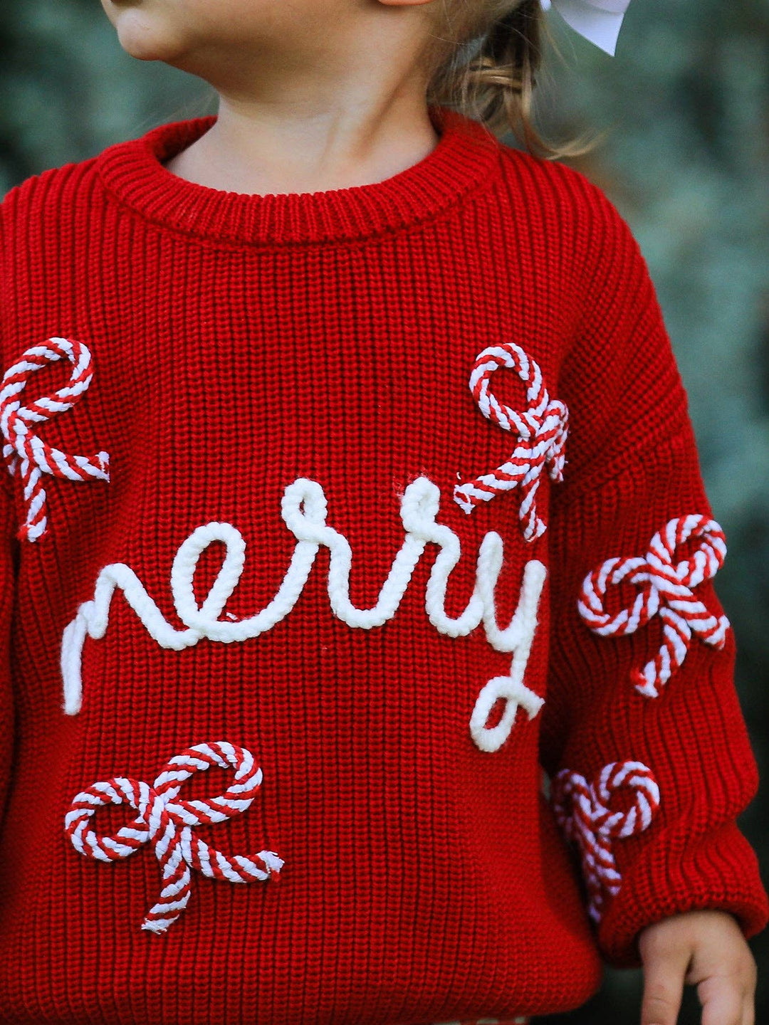 Mom and Me Winter Christmas Red "merry" Pullover Sweater:Kids
