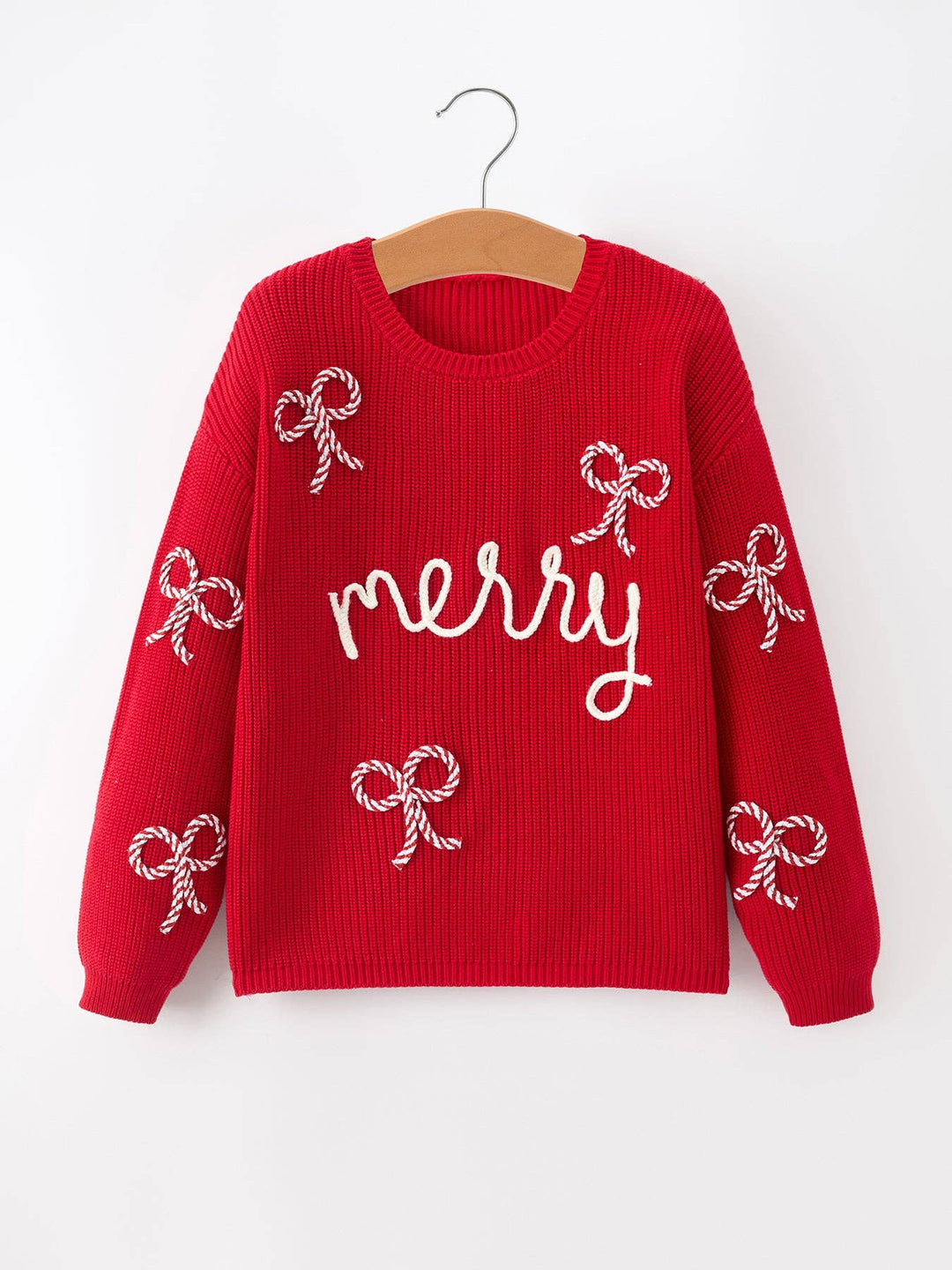 Mom and Me Winter Christmas Red "merry" Pullover Sweater:Kids