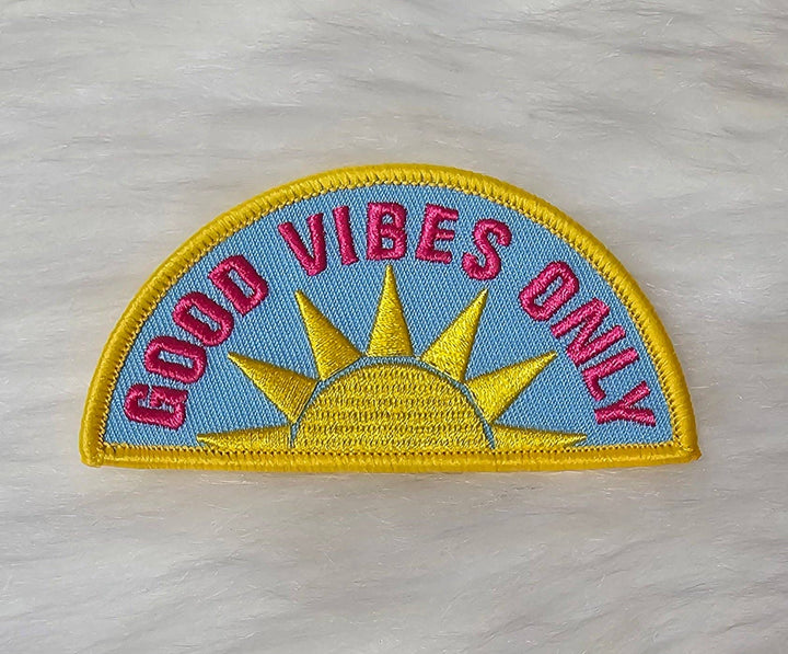 'Good Vibes Only' Sun Embroidery Iron On Patch