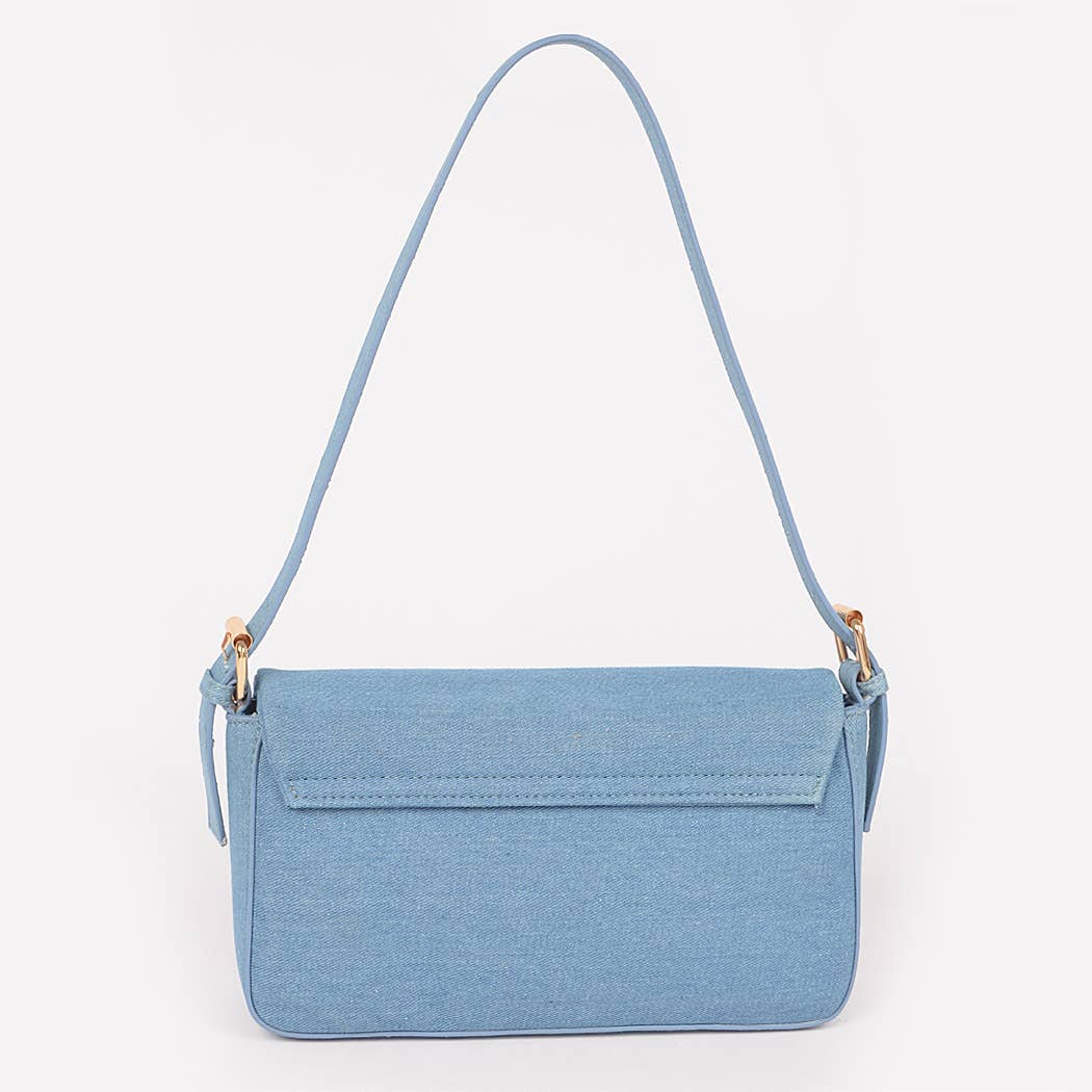 Women's Denim Metal Buckle Clutch Bag: MBL