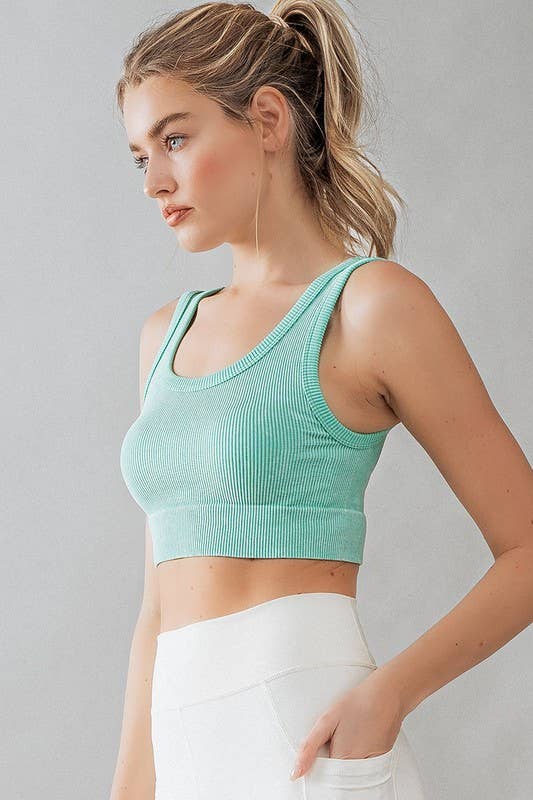 Mineral Wash Ribbed Scoop Neck Crop Tank Top: HAZEL / S-2/M-2/L-2