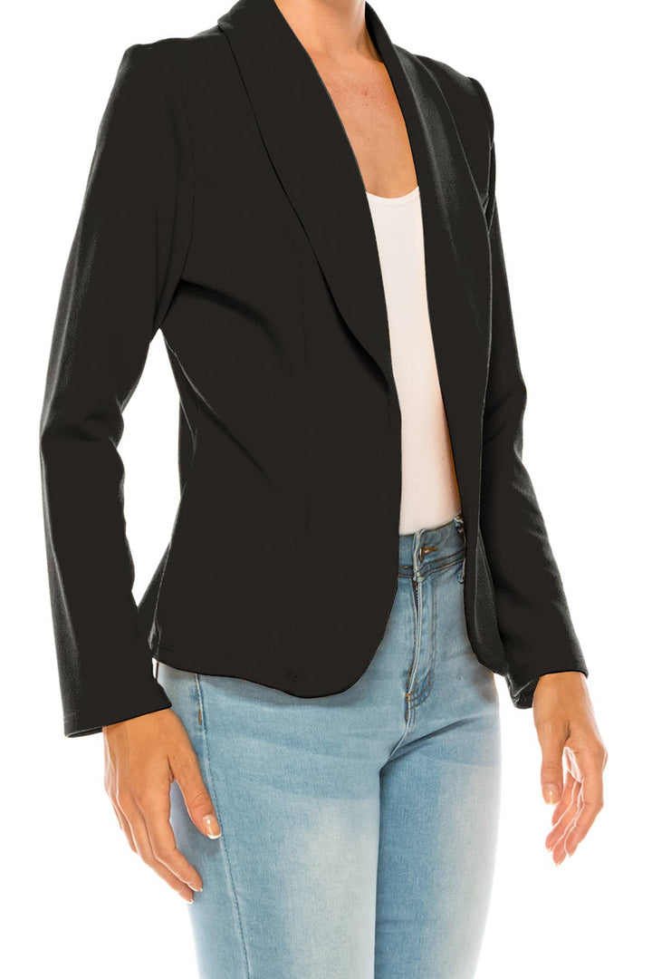 Women's Casual Office Work Long Sleeve Open Front Blazer: White / Small