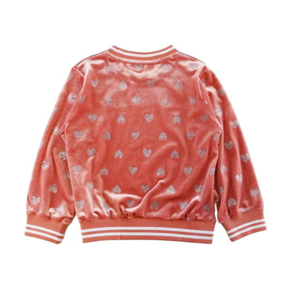 A30 14166 Silver Heart Velvet Tracksuit Set (2 Colors): CORAL / 2-2-2;4-5-6