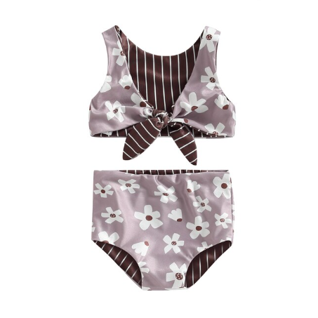 Rio Reversible Kids Bikini Swim: Animal Print/Floral