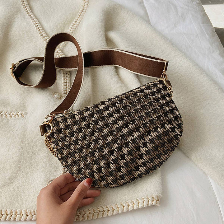 LEOPARD PRINT BLACK CHAIN STRAP FANNY BELT BAG_CWAB0923: BROWN2 / (OS) 1