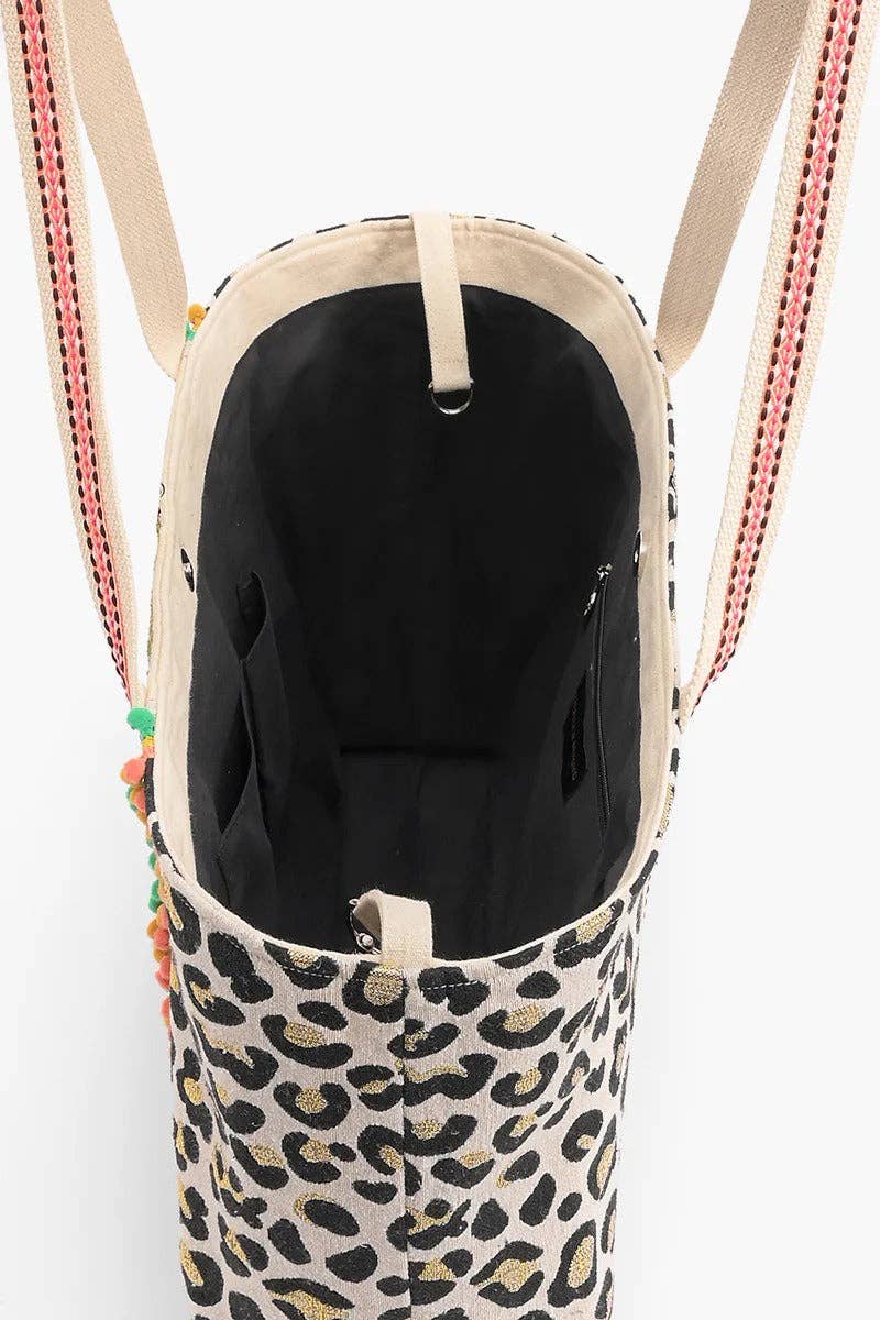 Forestry Leopard Embellished Tote
