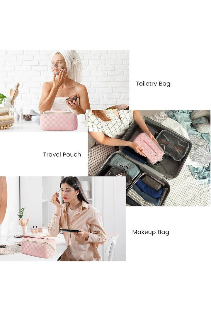 VEGAN LEATHER MAKEUP BAG SOLID BAG: PINK-167267 / OS