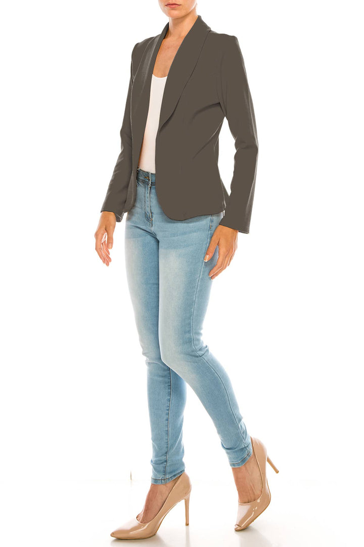 Women's Casual Office Work Long Sleeve Open Front Blazer: White / Small