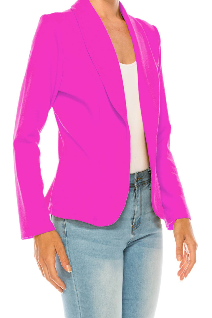 Women's Casual Office Work Long Sleeve Open Front Blazer: White / Small