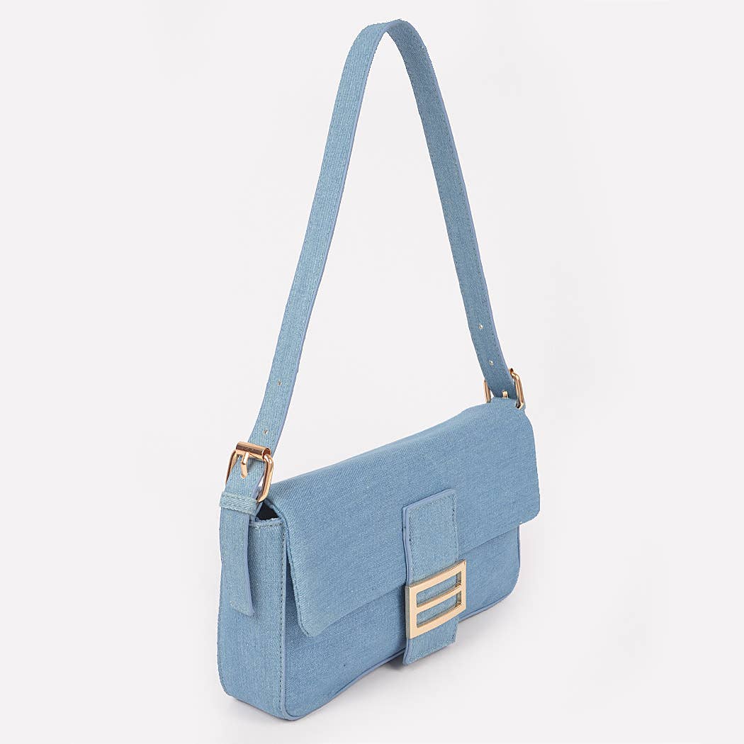 Women's Denim Metal Buckle Clutch Bag: MBL
