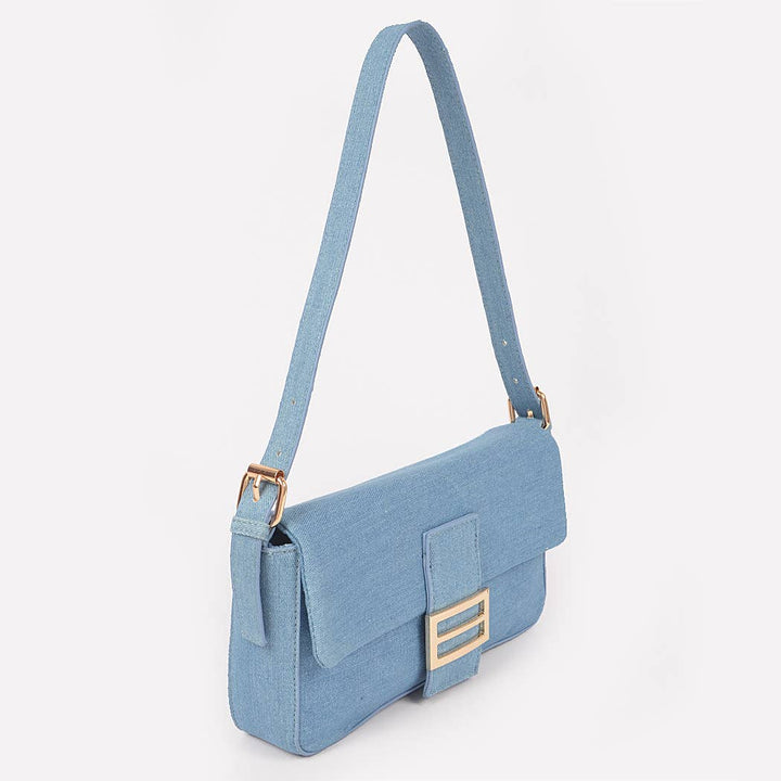 Women's Denim Metal Buckle Clutch Bag: MBL