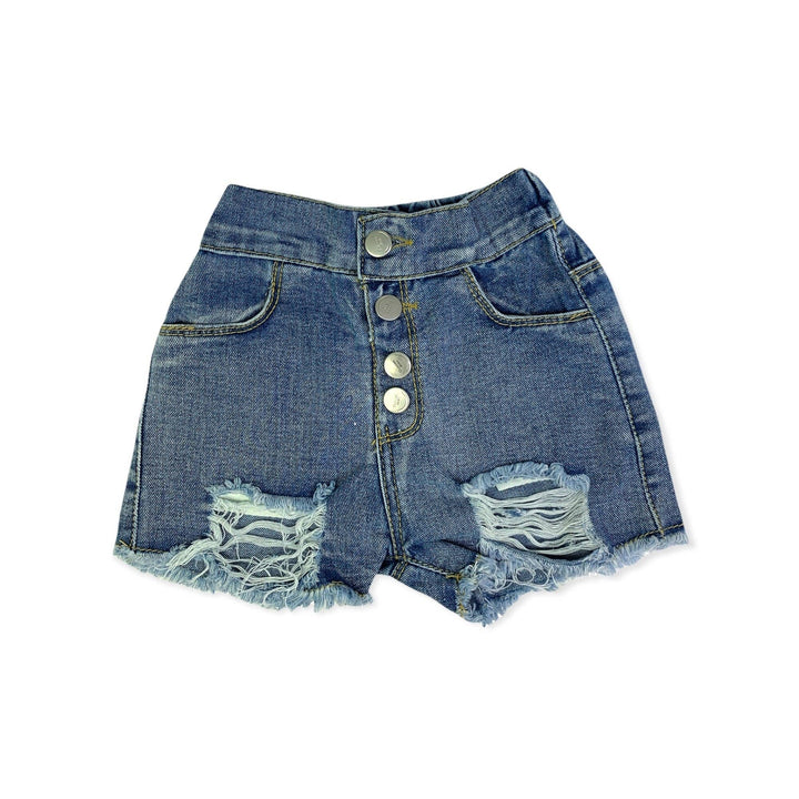 Ace Distressed Denim Short: Medium Blue