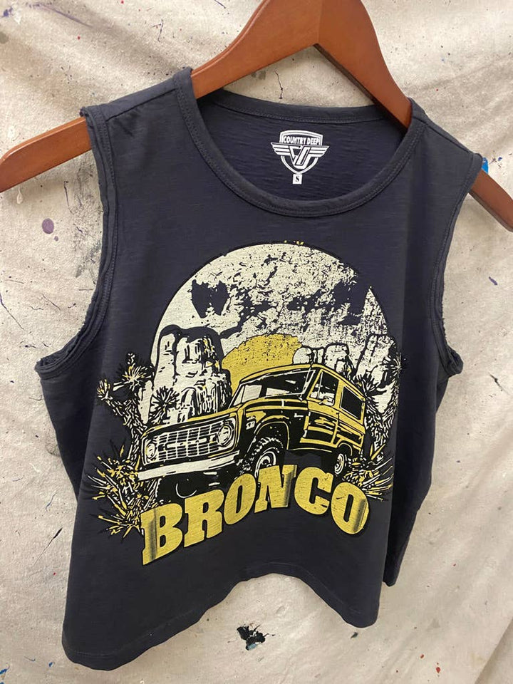 Bronco vintage Muscle Crop Tee: Vintage Black