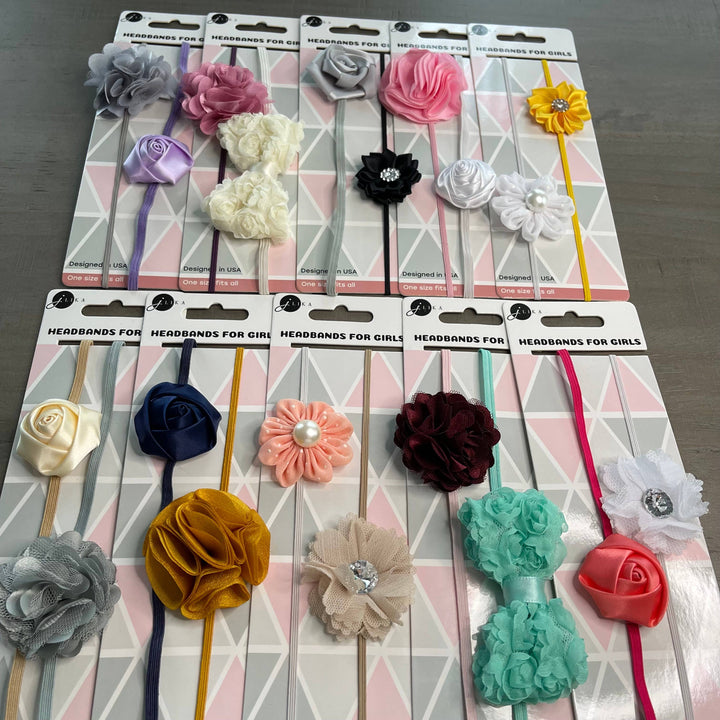 Baby Girl Headbands Nylon Bows Pack of 2 - Assorted Mix #V10