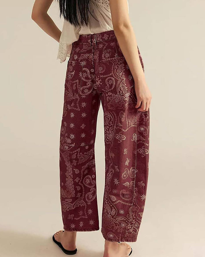 Y2k Western Vintage Paisley Printed Jeans: Python / S