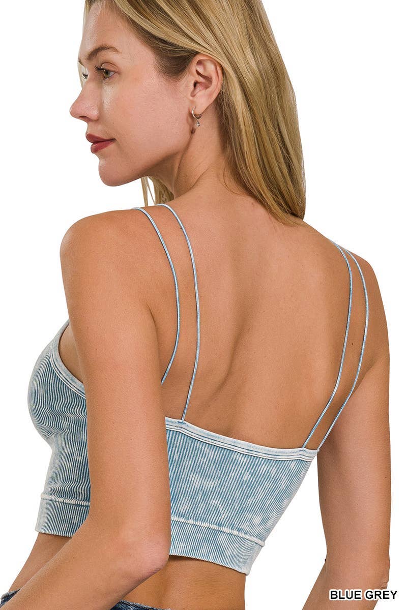 Washed Ribbed Seamless Double Strap Brami