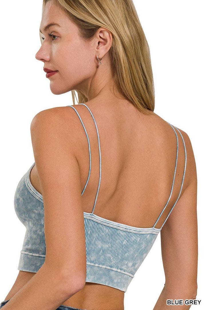 Washed Ribbed Seamless Double Strap Brami