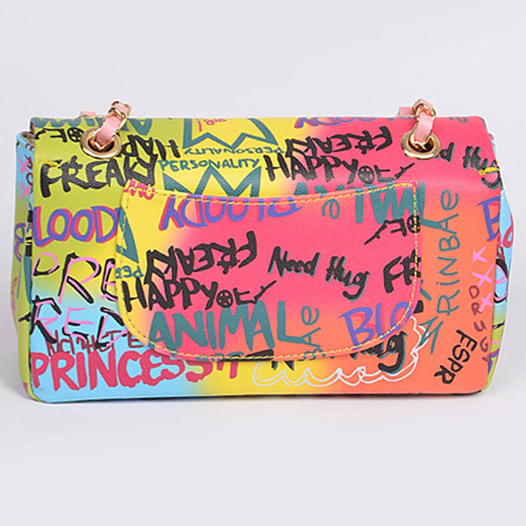 Graffiti Gradiating Clutch: Burgundy