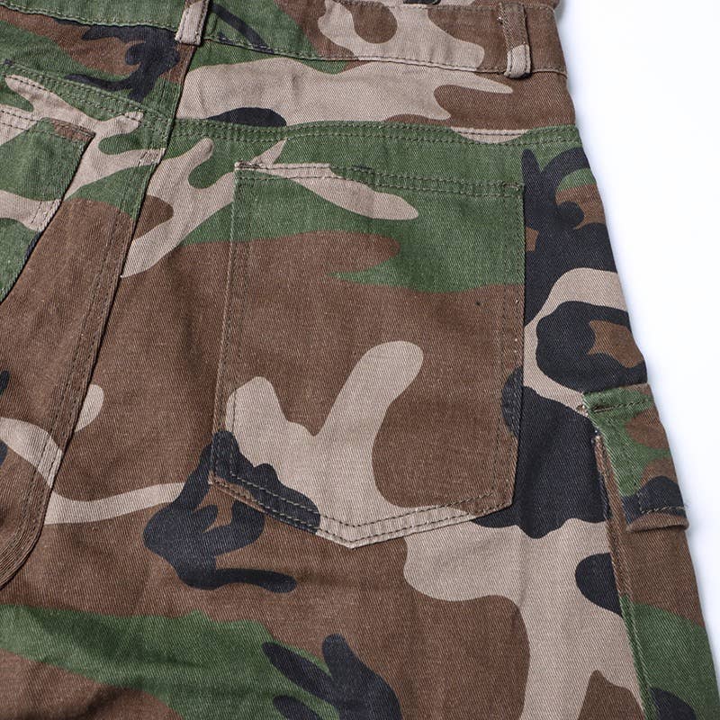 Camouflage Strapless Wide Leg Jumpsuit
