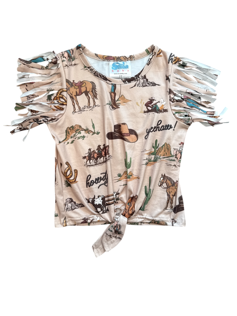 Out West Cowgirl Tie Shirt