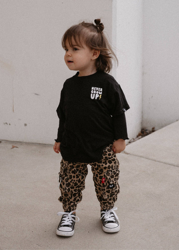 Leopard Cord Kids Cargos