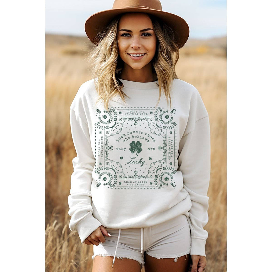 THEY ARE LUCKY MINERAL GRAPHIC SWEATWHIRTS: Mineral Olive