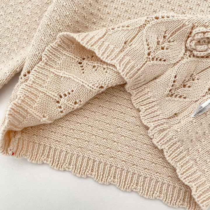 Baby Floral Knit Sweater with Ruffle Hem