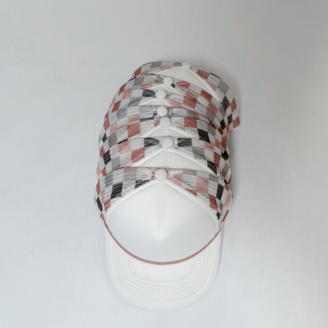 TRUCKER HAT BLANK - Neutral Multicolored Checkered