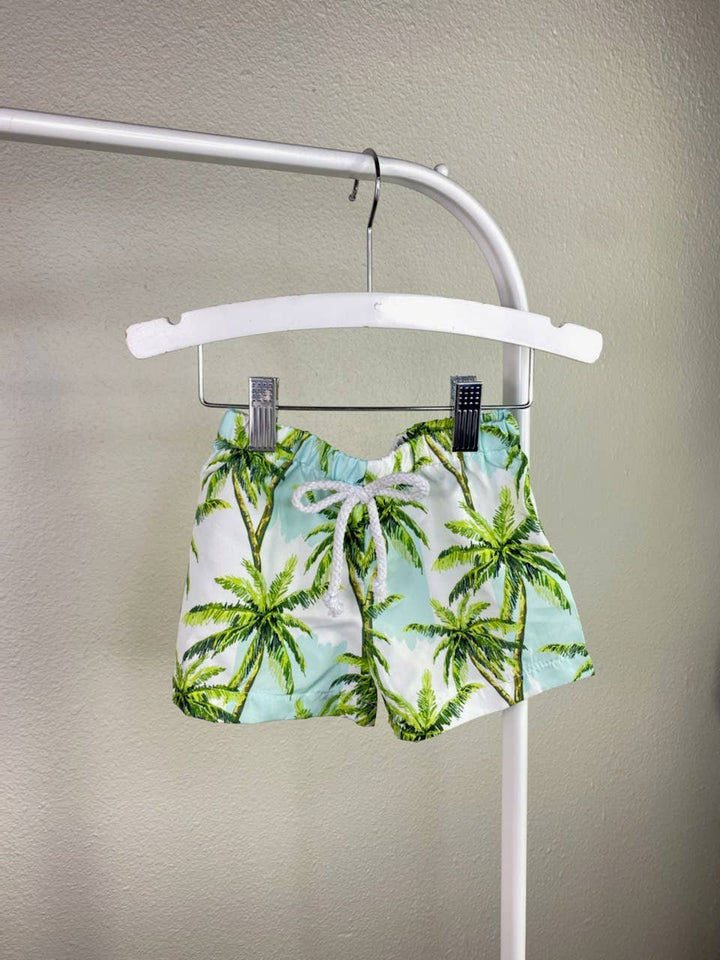 Luau Swim Shorts: Palm trees