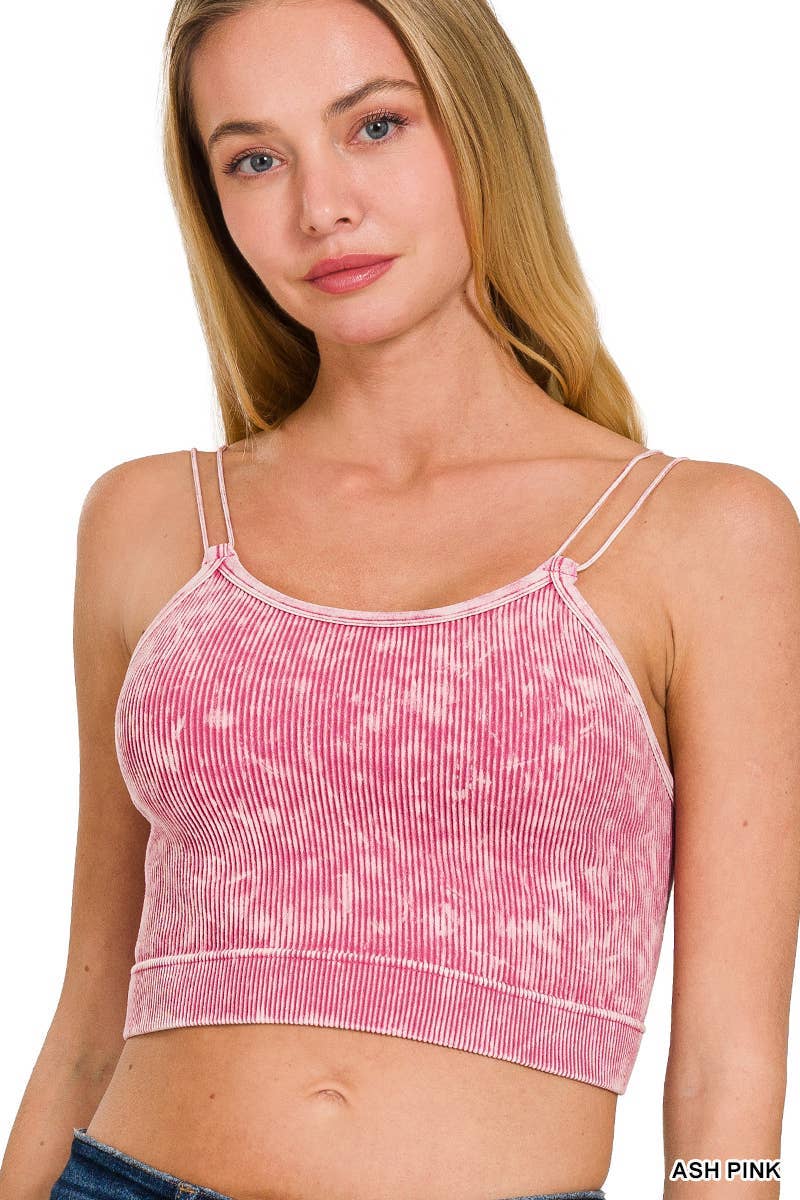 Washed Ribbed Seamless Double Strap Brami