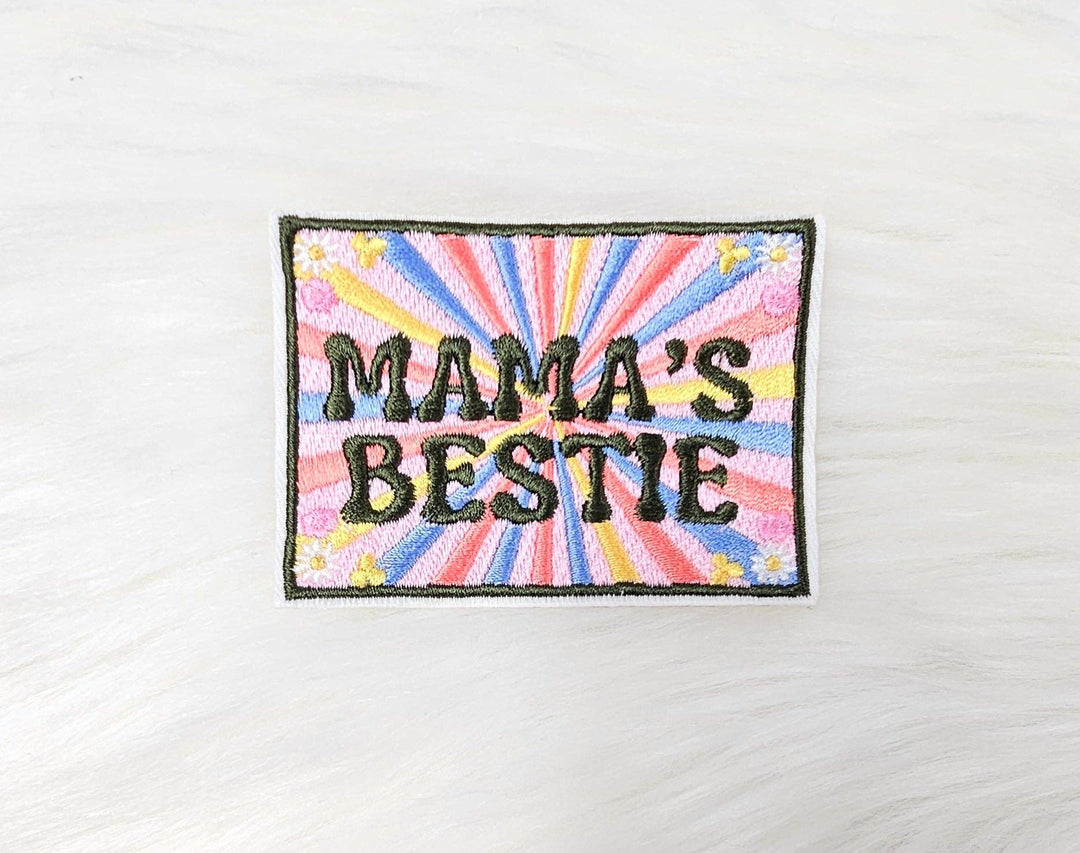 Retro Mama Floral Patch, Mama's Bestie Patch, Mommy and Me Embroidery On Patches: MAMA