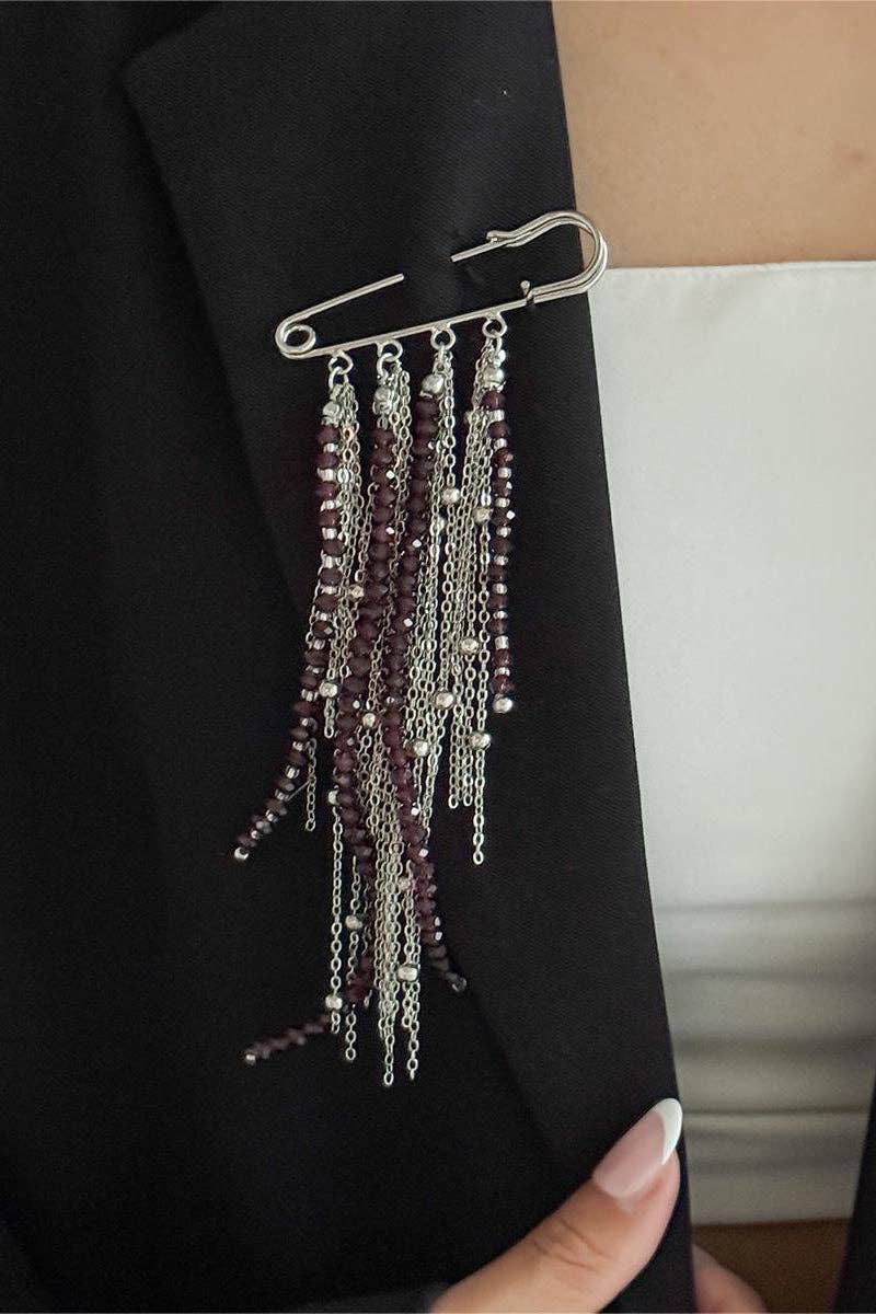 Star Fringe Safety Pin Brooch Accessory