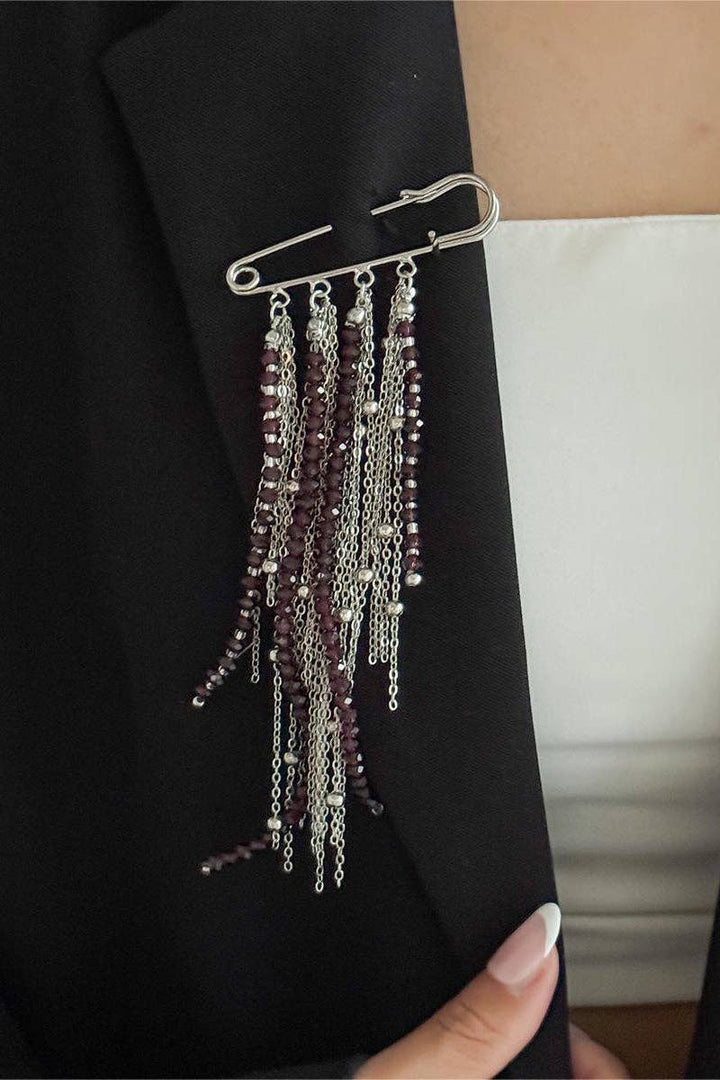 Star Fringe Safety Pin Brooch Accessory