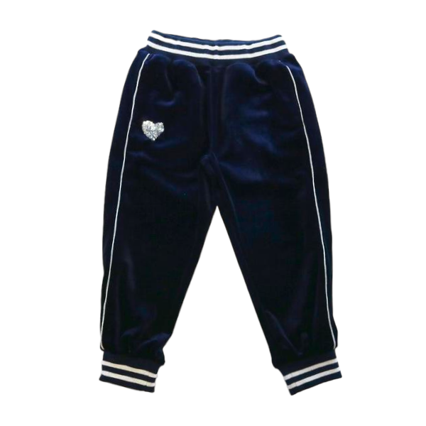 A30 14166 Silver Heart Velvet Tracksuit Set (2 Colors): CORAL / 2-2-2;4-5-6