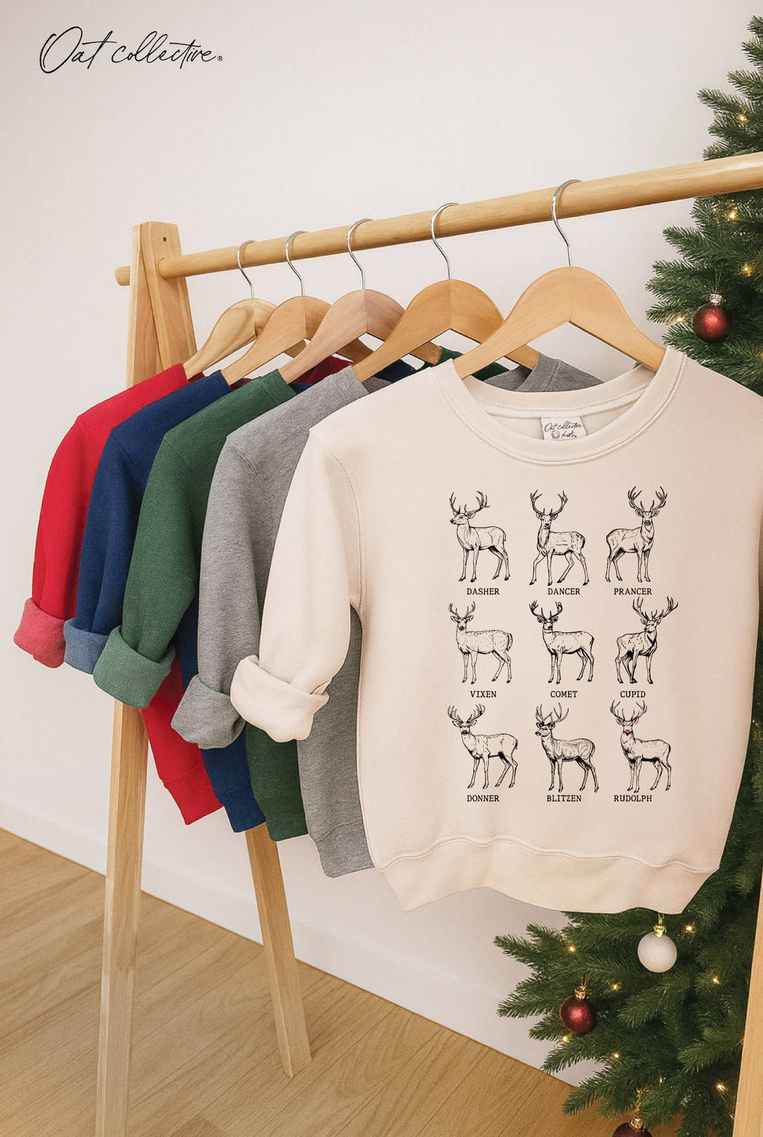 SANTA'S REINDEER Toddler Graphic Sweatshirt: HEATHER FOREST / 2T