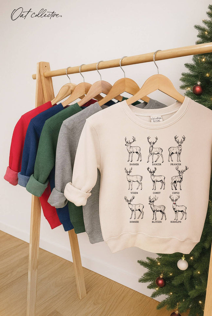 SANTA'S REINDEER Toddler Graphic Sweatshirt: HEATHER FOREST / 2T